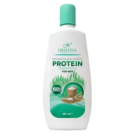 <h3>Shampoo mit Magnesium und Weizenprotein für Männer 400ml - Hristina</h3> <p data-mce-fragment="1">Die Wirkstoffkombination dieses Shampoos stärkt das Haar von der Wurzel bis zu den Spitzen und schützt es vor Haarbruch dank enthaltenem Weizenprotein.</p>