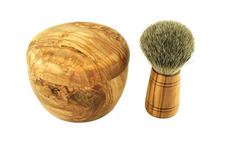Rasierset Olivenholz (Pinsel&Dose)