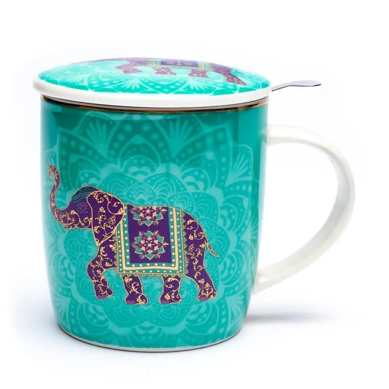 Indischer Elephant - Teetasse mit Sieb und Deckel