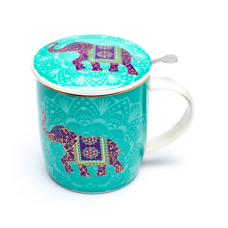 Indischer Elephant - Teetasse mit Sieb und Deckel
