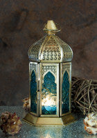 Orientalisches Licht "Magischer Moment" Eisen golden und Türquisglas