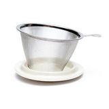 Weißes Mandala - Teetasse mit Sieb