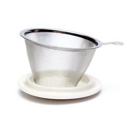 Weißes Mandala - Teetasse mit Sieb