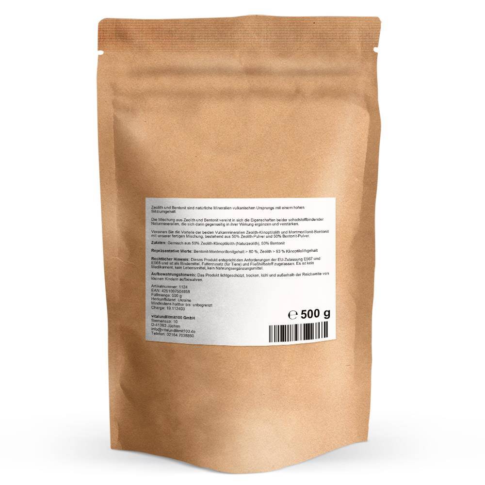 Zeolith-Bentonit Pulver (50 % Naturzeolith, 50 % Bentonit) Vitalundfitmit100